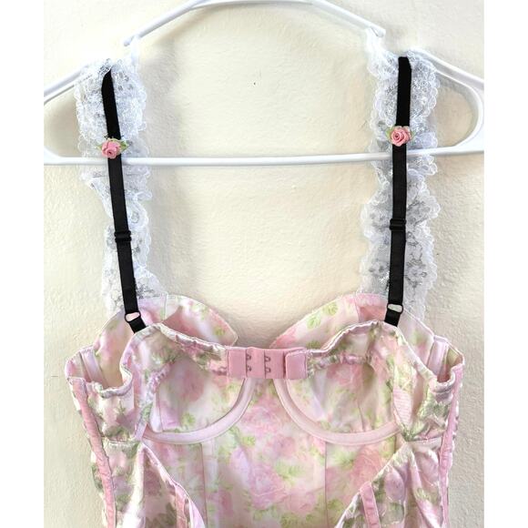 For Love & Lemons NWT Tatiana Pink Floral Mini Dress size Small - Picture 11 of 16